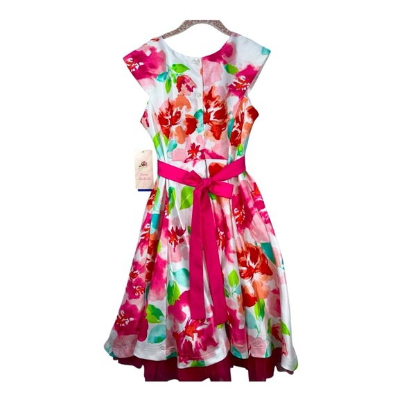 Jona Michelle Girls Special Occasion Fancy Dress (Magenta-White / 10) New w/ tag - Picture 3 of 11